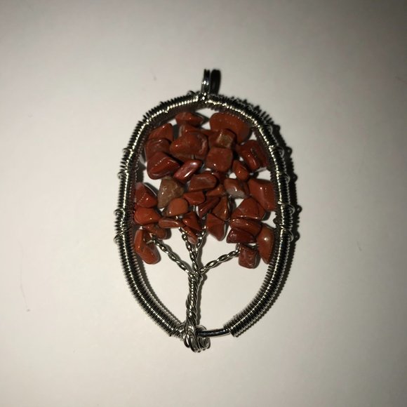 2 1/8" Red Jasper Tree of Life Pendant - Picture 1 of 5